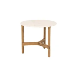 Cane-line Twist coffee table, diam. 45 cm, teak - travertine look