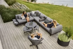 Cane-line Twist coffee table, diam. 90 cm, lava grey - fossil black