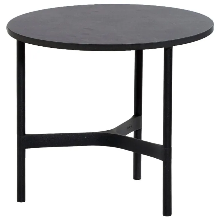 Cane-line Twist coffee table, diam. 45 cm, lava grey - fossil black