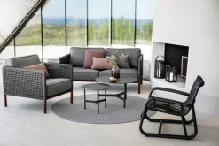 Cane-line Twist coffee table, diam. 45 cm, lava grey - fossil black