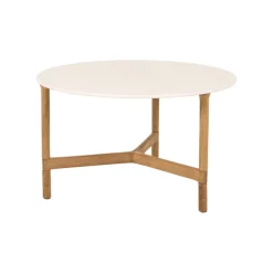 Cane-line Twist coffee table, diam. 70 cm, teak - travertine look