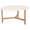 Cane-line Twist coffee table, diam. 90 cm, teak - travertine look