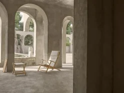 Carl Hansen & Søn BM5768 Deck chair footstool, teak - off-white