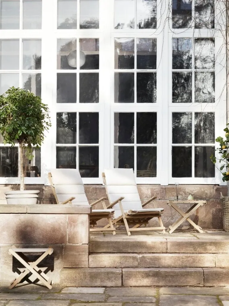 Carl Hansen & Søn BM5768 Deck chair footstool, teak - off-white