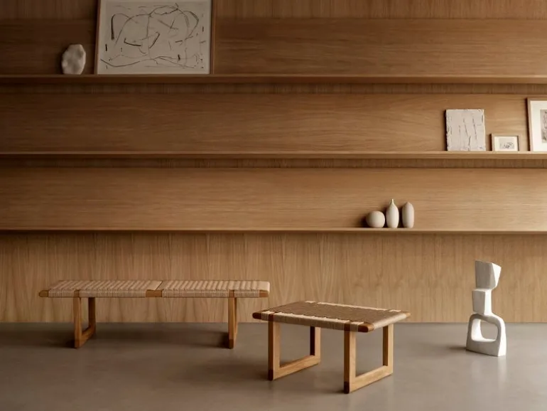 Carl Hansen & Søn BM0489L table bench, long, oiled oak - paper cord