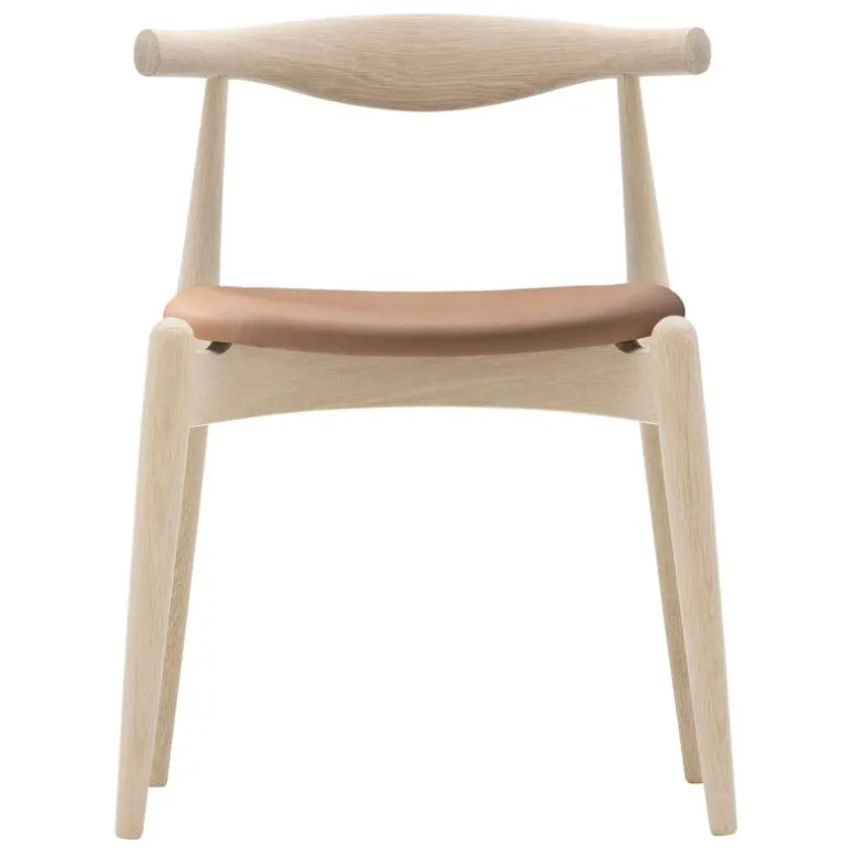 Carl Hansen & Søn CH20 Elbow chair, soaped beech - light brown leather Thor 325