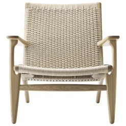 Carl Hansen & Søn CH25 lounge chair, white oiled oak - natural cord