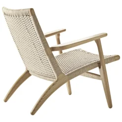 Carl Hansen & Søn CH25 lounge chair, white oiled oak - natural cord