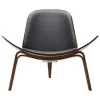 Carl Hansen & Søn CH07 Shell lounge chair, oiled walnut - black leather Thor 301