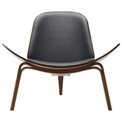 Carl Hansen & Søn CH07 Shell lounge chair, oiled walnut - black leather Thor 301