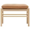 Carl Hansen & Søn OW149F Colonial footstool, oiled oak - cognac leather Sif 95