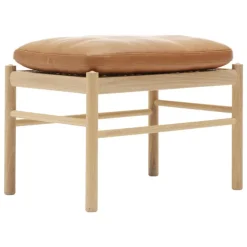 Carl Hansen & Søn OW149F Colonial footstool, oiled oak - cognac leather Sif 95