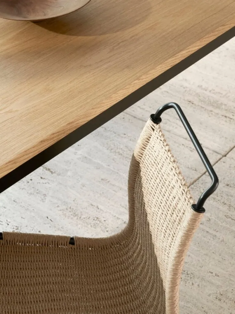 Carl Hansen & Søn PK1 chair, black steel - natural paper cord