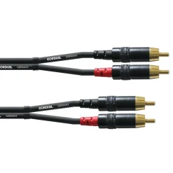 Cordial RCA cable pair for speakers, 6 m, black