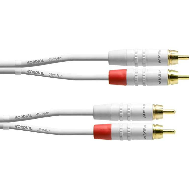 Cordial RCA cable pair for speakers, 3 m, white
