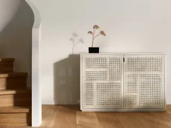 Design House Stockholm Air sideboard, stained white grey - cane