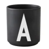 Design Letters Arne Jacobsen porcelain cup, black, A-Z