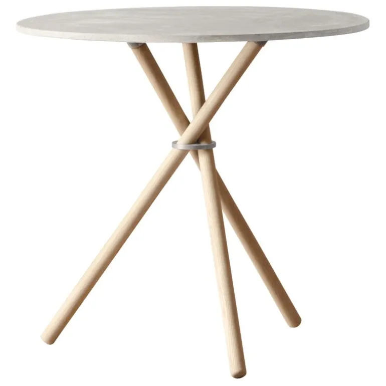 Eberhart Furniture Aldric cafe table, 80 cm, light concrete - light oak