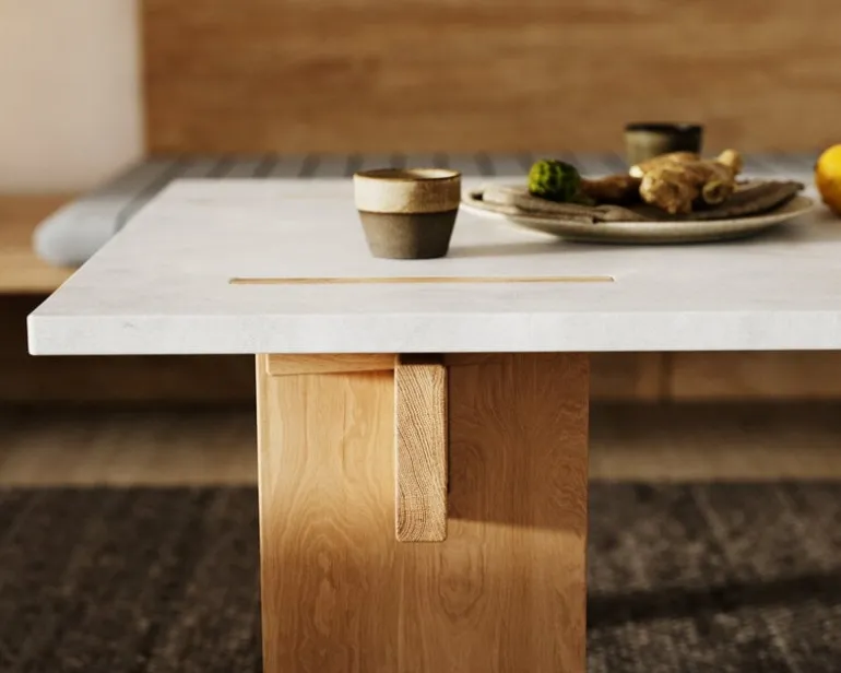 Eberhart Furniture Arnold coffee table, light concrete - light oak