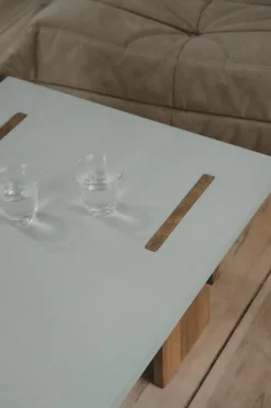 Eberhart Furniture Arnold coffee table, light concrete - light oak