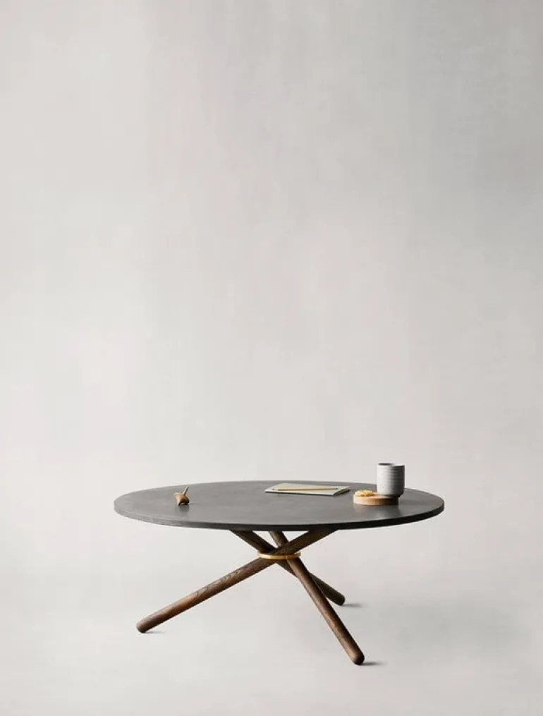 Eberhart Furniture Bertha coffee table, 90 cm, dark concrete - dark oak