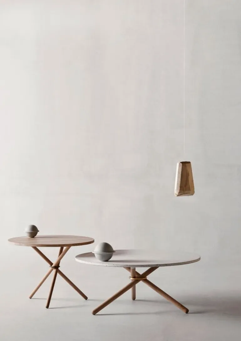 Eberhart Furniture Bertha coffee table, 90 cm, light concrete - light oak