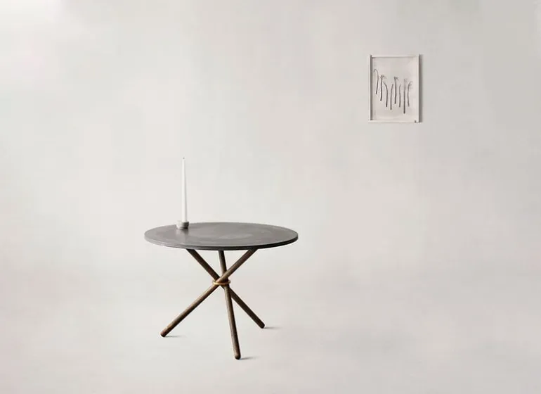 Eberhart Furniture Daphne coffee table, 65 cm, dark concrete - dark oak