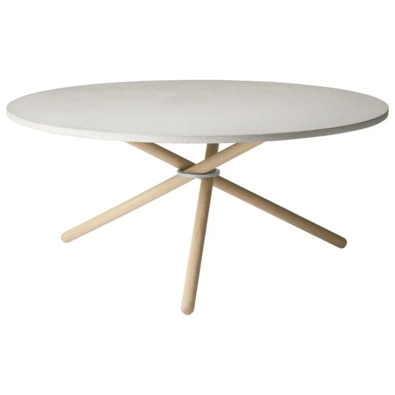 Eberhart Furniture Edda coffee table, 105 cm, light concrete - light oak