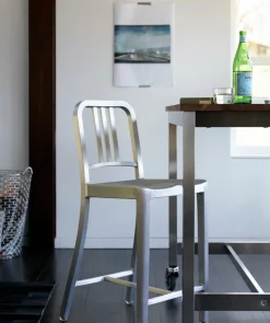 Emeco 1006 Navy bar stool, brushed aluminium