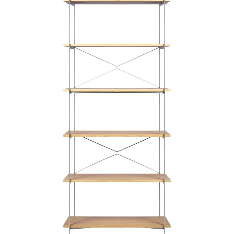 FDB Møbler A91 Nordhavn bookcase, 85 x 182 cm, oak - silk grey