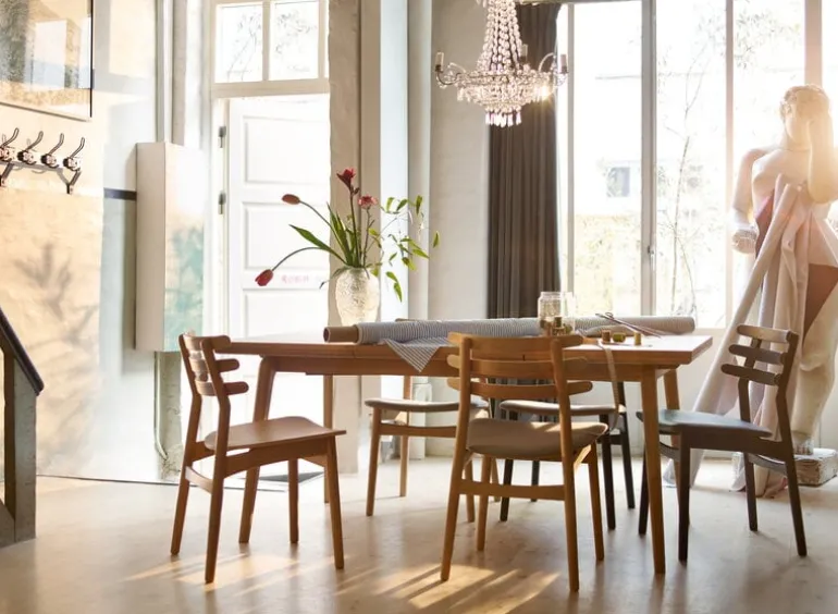 FDB Møbler C65 Åstrup extendable dining table, 170 x 90 cm, lacquered oak