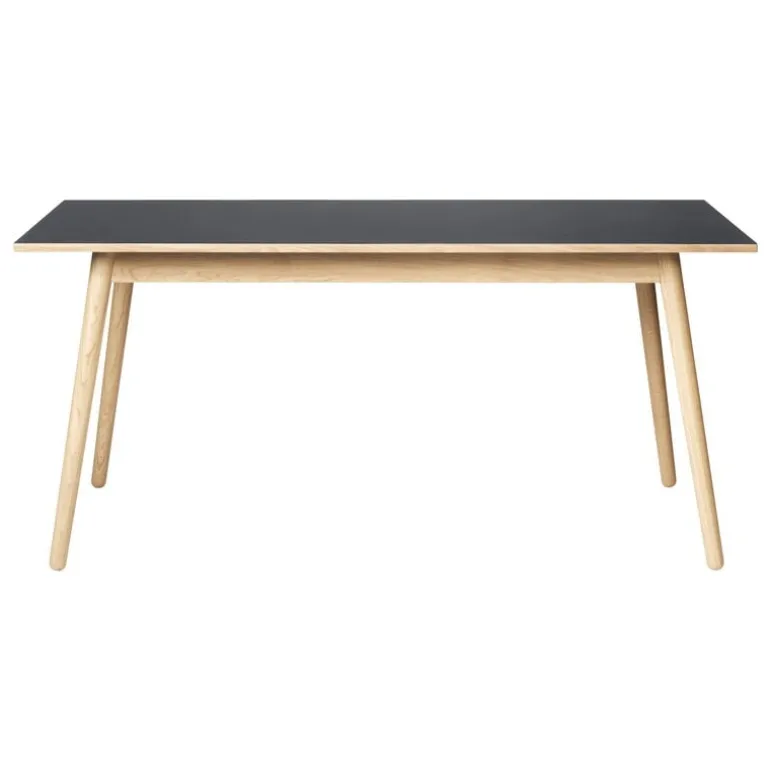 FDB Møbler C35B dining table, 160 x 82 cm, oak - black linoleum