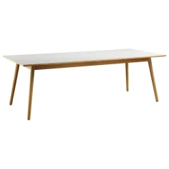 FDB Møbler C35C dining table, 220 x 95 cm, oak - light grey linoleum