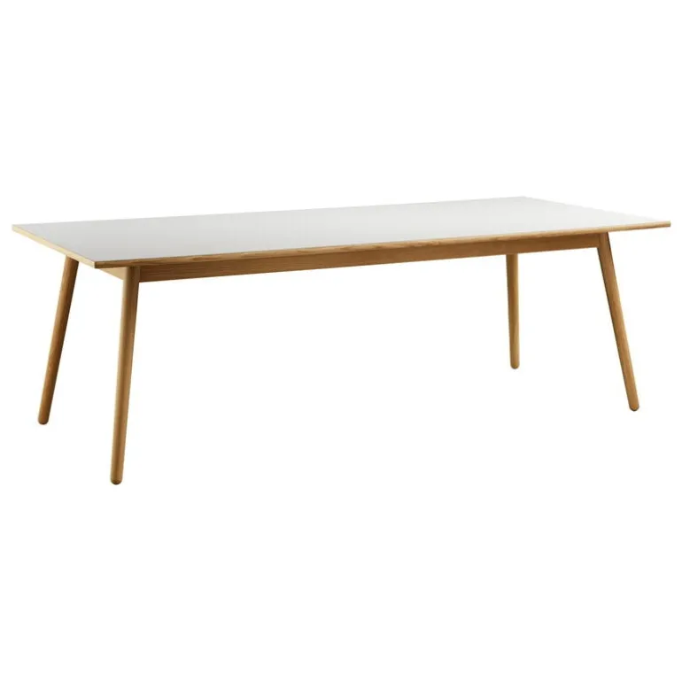 FDB Møbler C35C dining table, 220 x 95 cm, oak - light grey linoleum