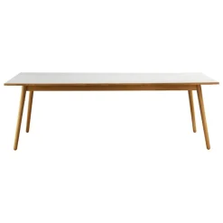 FDB Møbler C35C dining table, 220 x 95 cm, oak - light grey linoleum