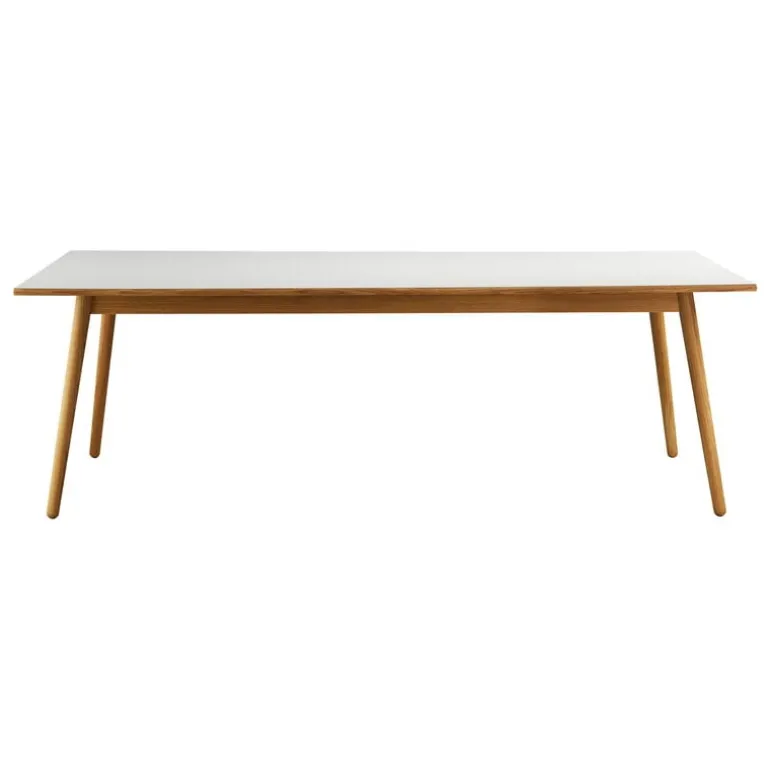 FDB Møbler C35C dining table, 220 x 95 cm, oak - light grey linoleum