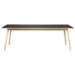 FDB Møbler C35C dining table, 220 x 95 cm, oak - black linoleum