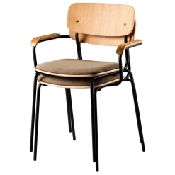 FDB Møbler J183 Holmen chair with armrests, oak veneer - Grain Taupe