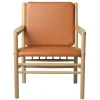 FDB Møbler J147 lounge chair, oak - cognac leather