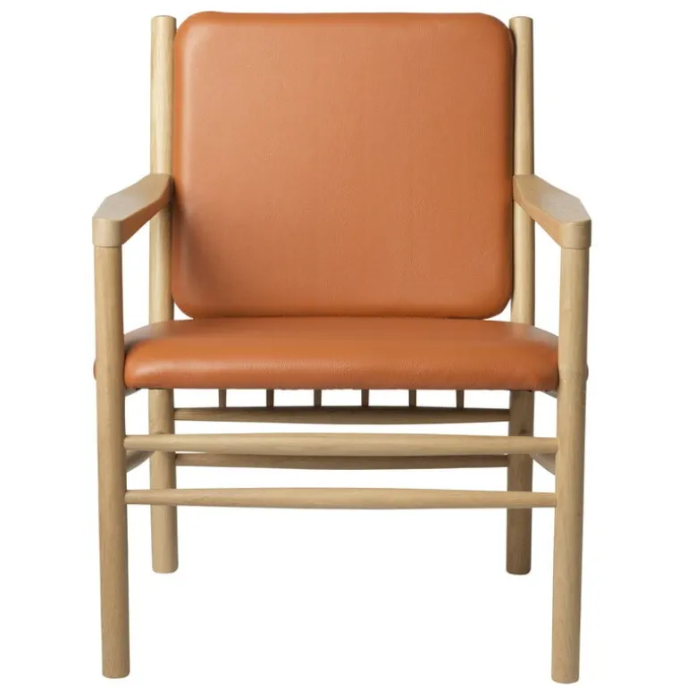 FDB Møbler J147 lounge chair, oak - cognac leather