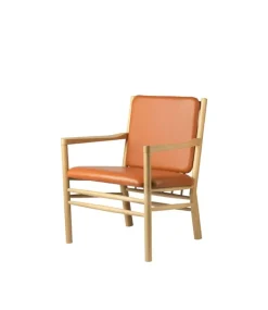 FDB Møbler J147 lounge chair, oak - cognac leather