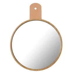 FDB Møbler Q5 Allé mirror, oak - natural leather