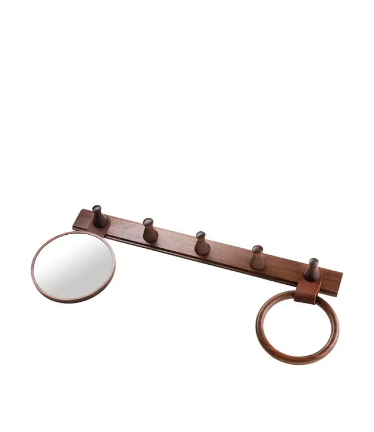 FDB Møbler Q4 Allé scarf ring, walnut - brown leather