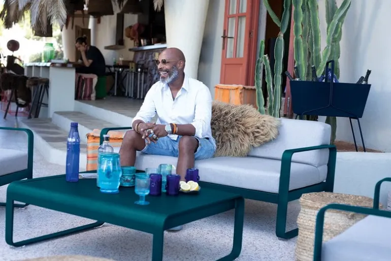 Fermob Bellevie low table, acapulco blue