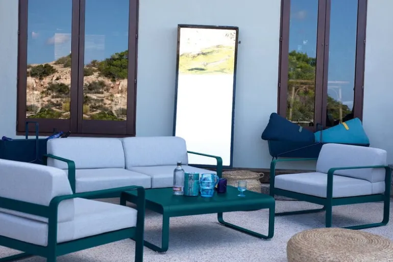 Fermob Bellevie low table, acapulco blue