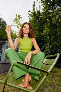 Fermob Luxembourg low armchair, pesto