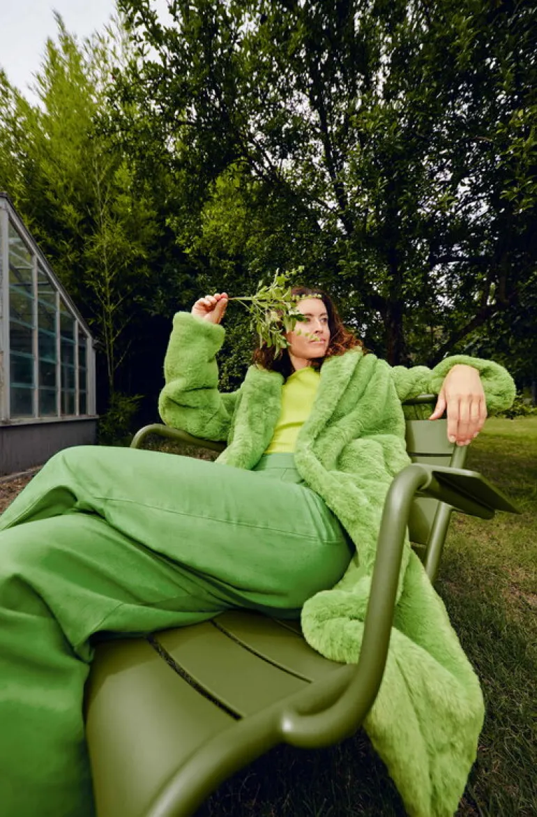 Fermob Luxembourg low armchair, pesto