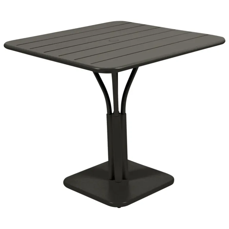 Fermob Luxembourg table, 80 x 80 cm, with pedestal, liquorice