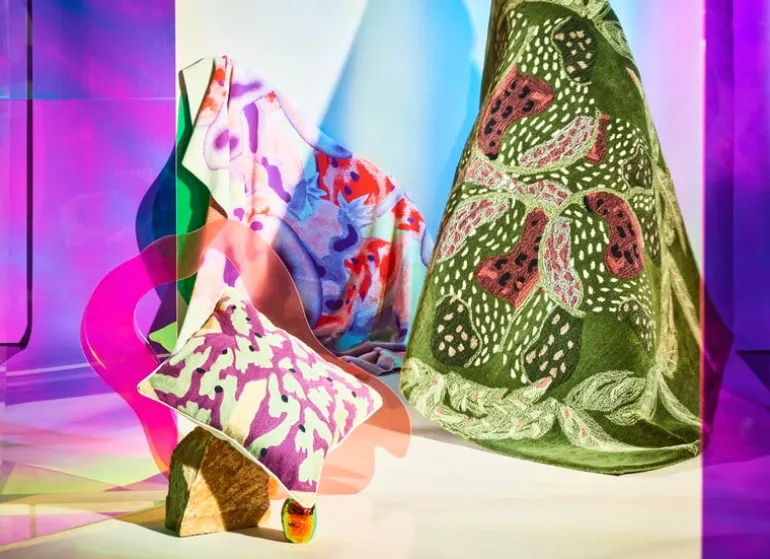 Finarte Tutti Frutti throw, 135 x 190 cm, green