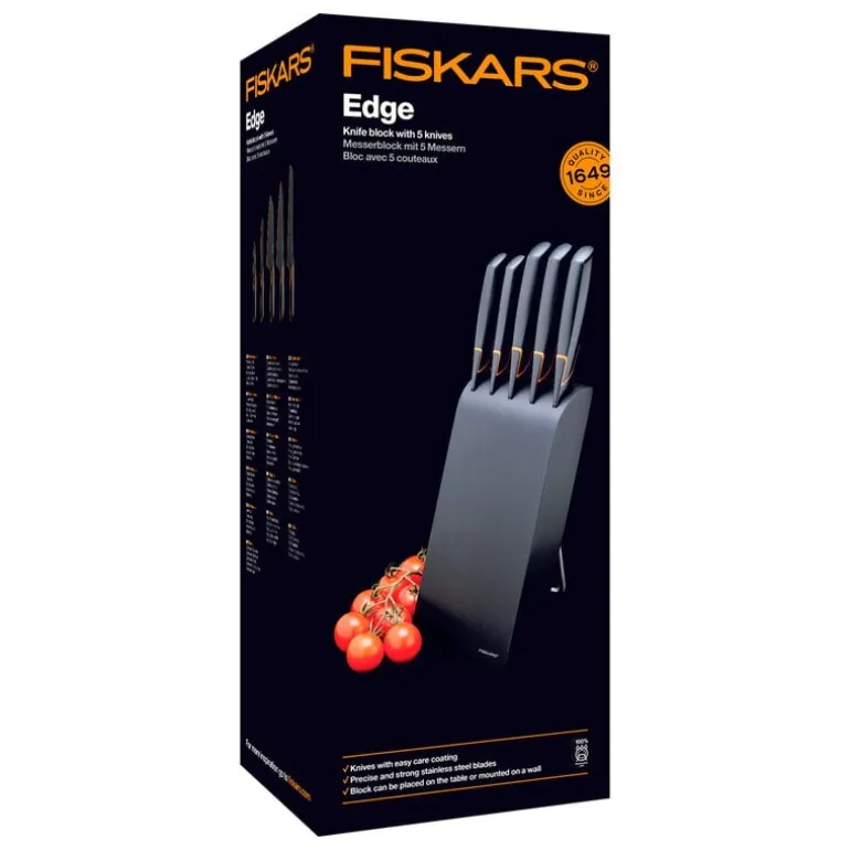 Fiskars Edge knife block with 5 knives
